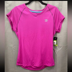 NWT Umbro Womens Large Performance T Shirt Activewear Hot Pink Athletic Top Tee
